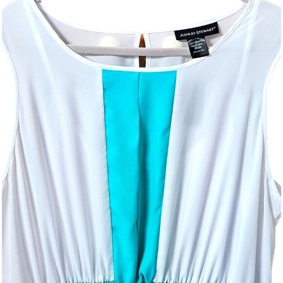 ASHLEY STEWART Plus Size Two Toned MINT Green & White Maxi Dress 18/20 - Picture 3 of 16